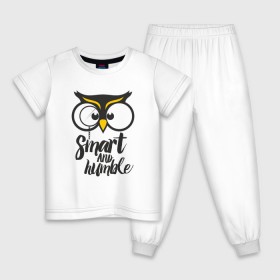 Детская пижама хлопок с принтом Owl. Smart and humble в Петрозаводске, 100% хлопок |  брюки и футболка прямого кроя, без карманов, на брюках мягкая резинка на поясе и по низу штанин
 | Тематика изображения на принте: 