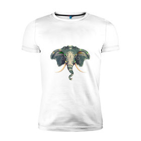 Мужская футболка премиум с принтом Индийский слон в Петрозаводске, 92% хлопок, 8% лайкра | приталенный силуэт, круглый вырез ворота, длина до линии бедра, короткий рукав | Тематика изображения на принте: 
