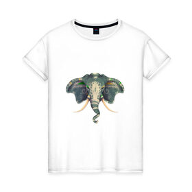 Женская футболка хлопок с принтом Индийский слон в Петрозаводске, 100% хлопок | прямой крой, круглый вырез горловины, длина до линии бедер, слегка спущенное плечо | 