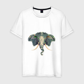 Мужская футболка хлопок с принтом Индийский слон в Петрозаводске, 100% хлопок | прямой крой, круглый вырез горловины, длина до линии бедер, слегка спущенное плечо. | 