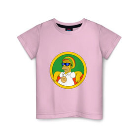 Детская футболка хлопок с принтом Раста-Гомер в Петрозаводске, 100% хлопок | круглый вырез горловины, полуприлегающий силуэт, длина до линии бедер | Тематика изображения на принте: гомер | мульт | симпсоны