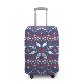 Чехол для чемодана 3D с принтом Снежинки в Петрозаводске, 86% полиэфир, 14% спандекс | двустороннее нанесение принта, прорези для ручек и колес | вязаный | рождество | свитер | текстура