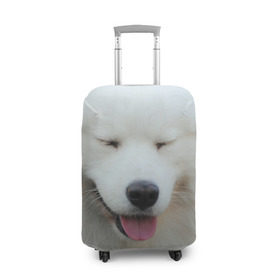 Чехол для чемодана 3D с принтом Самоед в Петрозаводске, 86% полиэфир, 14% спандекс | двустороннее нанесение принта, прорези для ручек и колес | далматин | лабрадор | любимец | овчарка | пес | питомец | самоед | собака | собачка | щенок