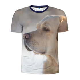 Мужская футболка 3D спортивная с принтом Лабрадор в Петрозаводске, 100% полиэстер с улучшенными характеристиками | приталенный силуэт, круглая горловина, широкие плечи, сужается к линии бедра | далматин | далматинец | дворняга | лабрадор | любимец | овчарка | пес | питомец | самоед | собака | собачка | щенок