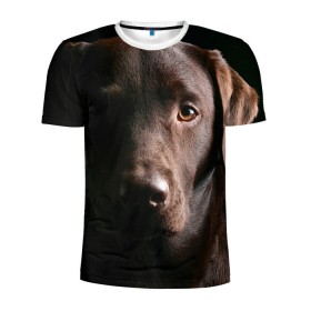 Мужская футболка 3D спортивная с принтом Лабрадор в Петрозаводске, 100% полиэстер с улучшенными характеристиками | приталенный силуэт, круглая горловина, широкие плечи, сужается к линии бедра | Тематика изображения на принте: далматин | далматинец | дворняга | лабрадор | любимец | овчарка | пес | питомец | самоед | собака | собачка | щенок