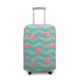 Чехол для чемодана 3D с принтом flamingo в Петрозаводске, 86% полиэфир, 14% спандекс | двустороннее нанесение принта, прорези для ручек и колес | flamingo | абстракция | фламинго