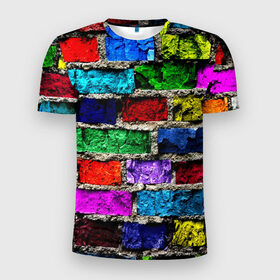 Мужская футболка 3D спортивная с принтом Кирпичики в Петрозаводске, 100% полиэстер с улучшенными характеристиками | приталенный силуэт, круглая горловина, широкие плечи, сужается к линии бедра | краска | потертость | яркие