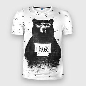 Мужская футболка 3D спортивная с принтом Bear Hugs в Петрозаводске, 100% полиэстер с улучшенными характеристиками | приталенный силуэт, круглая горловина, широкие плечи, сужается к линии бедра | animal | bear | beast | fashion | funny | hipster | hugs | nature | style | животное | зверь | медведь | мода | объятья | прикол | природа | стиль | хипстер