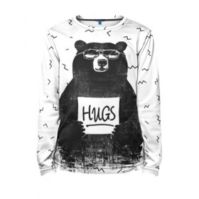 Детский лонгслив 3D с принтом Bear Hugs в Петрозаводске, 100% полиэстер | длинные рукава, круглый вырез горловины, полуприлегающий силуэт
 | animal | bear | beast | fashion | funny | hipster | hugs | nature | style | животное | зверь | медведь | мода | объятья | прикол | природа | стиль | хипстер