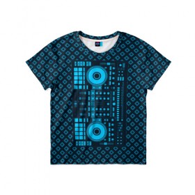 Детская футболка 3D с принтом DJ Vinyl в Петрозаводске, 100% гипоаллергенный полиэфир | прямой крой, круглый вырез горловины, длина до линии бедер, чуть спущенное плечо, ткань немного тянется | Тематика изображения на принте: 
