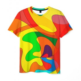 Мужская футболка 3D с принтом Прикольная радуга в Петрозаводске, 100% полиэфир | прямой крой, круглый вырез горловины, длина до линии бедер | разноцветный | яркий