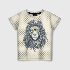 Детская футболка 3D с принтом SWAG Lion в Петрозаводске, 100% гипоаллергенный полиэфир | прямой крой, круглый вырез горловины, длина до линии бедер, чуть спущенное плечо, ткань немного тянется | animal | cat | hipster | king | lion | животное | зверь | король | лев | очки | хипстер