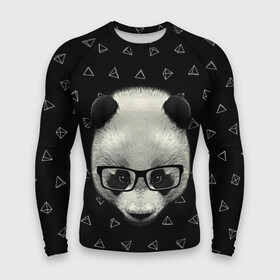 Мужской рашгард 3D с принтом Умная панда в Петрозаводске,  |  | animal | bear | beast | hipster | panda | smart | животное | зверь | медведь | очки | панда | свэг | умный | хипстер
