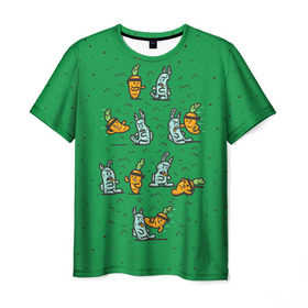 Мужская футболка 3D с принтом Боевая морковь в Петрозаводске, 100% полиэфир | прямой крой, круглый вырез горловины, длина до линии бедер | animal | beast | karate | nature | rabbit | vegan | битва | бой | веган | вегетарианец | животное | зайка | зайчик | заяц | зверь | карате | кролик | морковь | овощ | природа