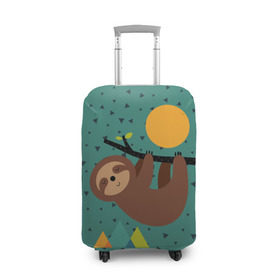 Чехол для чемодана 3D с принтом Довольный ленивец в Петрозаводске, 86% полиэфир, 14% спандекс | двустороннее нанесение принта, прорези для ручек и колес | animal | art | bear | beast | nature | sun | арт | животное | зверь | лето | медведь | мишка | природа | солнце