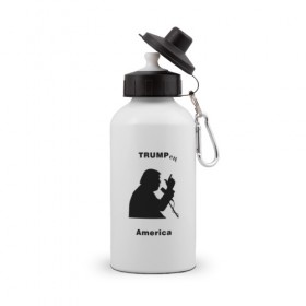 Бутылка спортивная с принтом Дональд Трамп в Петрозаводске, металл | емкость — 500 мл, в комплекте две пластиковые крышки и карабин для крепления | 