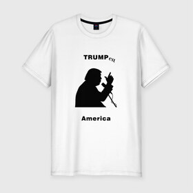 Мужская футболка премиум с принтом Дональд Трамп в Петрозаводске, 92% хлопок, 8% лайкра | приталенный силуэт, круглый вырез ворота, длина до линии бедра, короткий рукав | 