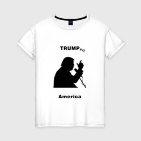 Женская футболка хлопок с принтом Дональд Трамп в Петрозаводске, 100% хлопок | прямой крой, круглый вырез горловины, длина до линии бедер, слегка спущенное плечо | 