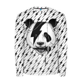 Мужской лонгслив 3D с принтом Панда вокалист в Петрозаводске, 100% полиэстер | длинные рукава, круглый вырез горловины, полуприлегающий силуэт | Тематика изображения на принте: animal | bear | beast | metal | music | nature | panda | rock | sound | vocal | вокал | животное | зверь | звук | медведь | меломан | метал | мишка | музыка | панда | природа | рок