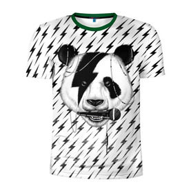 Мужская футболка 3D спортивная с принтом Панда вокалист в Петрозаводске, 100% полиэстер с улучшенными характеристиками | приталенный силуэт, круглая горловина, широкие плечи, сужается к линии бедра | animal | bear | beast | metal | music | nature | panda | rock | sound | vocal | вокал | животное | зверь | звук | медведь | меломан | метал | мишка | музыка | панда | природа | рок