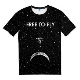 Мужская футболка 3D с принтом Free to Fly в Петрозаводске, 100% полиэфир | прямой крой, круглый вырез горловины, длина до линии бедер | astronaut | cosmic | cosmonaut | cosmos | fly | galaxy | planet | space | star | universe | астронавт | вселенная | галактика | звезды | космонавт | космос | планета | полет