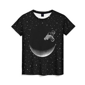 Женская футболка 3D с принтом Астронавт байкер в Петрозаводске, 100% полиэфир ( синтетическое хлопкоподобное полотно) | прямой крой, круглый вырез горловины, длина до линии бедер | astronaut | cosmonaut | cosmos | galaxy | moto | planet | space | star | universe | астронавт | байкер | вселенная | галактика | звезды | космонавт | космос | луна | мотоцикл | планета
