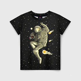 Детская футболка 3D с принтом Атака метеоров в Петрозаводске, 100% гипоаллергенный полиэфир | прямой крой, круглый вырез горловины, длина до линии бедер, чуть спущенное плечо, ткань немного тянется | astronaut | cosmonaut | cosmos | galaxy | meteor | planet | space | star | universe | астронавт | вселенная | галактика | гравитация | звезды | космонавт | космос | метеор | планета
