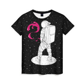 Женская футболка 3D с принтом Космическая струя в Петрозаводске, 100% полиэфир ( синтетическое хлопкоподобное полотно) | прямой крой, круглый вырез горловины, длина до линии бедер | astronaut | cosmonaut | cosmos | galaxy | planet | space | star | universe | астронавт | вселенная | галактика | гравитация | звезды | космонавт | космос | планета | прикол