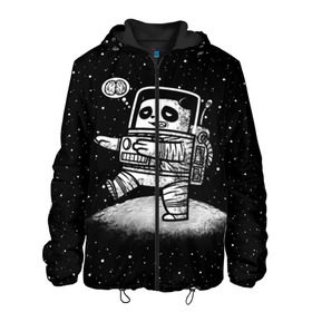 Мужская куртка 3D с принтом Панда лунатик в Петрозаводске, ткань верха — 100% полиэстер, подклад — флис | прямой крой, подол и капюшон оформлены резинкой с фиксаторами, два кармана без застежек по бокам, один большой потайной карман на груди. Карман на груди застегивается на липучку | astronaut | cosmonaut | cosmos | galaxy | gravity | moon | planet | space | star | universe | астронавт | вселенная | галактика | звезды | космонавт | космос | луна | лунатик