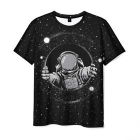 Мужская футболка 3D с принтом Черная дыра в Петрозаводске, 100% полиэфир | прямой крой, круглый вырез горловины, длина до линии бедер | astronaut | cosmonaut | cosmos | galaxy | meteor | moon | planet | space | star | universe | астронавт | бесконечность | вселенная | галактика | космонавт | космос | черная дыра