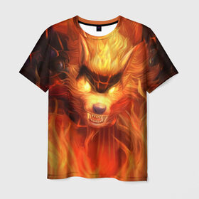 Мужская футболка 3D с принтом Fire Wolf в Петрозаводске, 100% полиэфир | прямой крой, круглый вырез горловины, длина до линии бедер | league of legends | lol | warwick | wolf | варвик | волк | лига легенд | лол