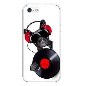 Чехол для iPhone 5/5S матовый с принтом DJ бульдог в Петрозаводске, Силикон | Область печати: задняя сторона чехла, без боковых панелей | бульдог | винил | диджей | музыка | наушники | очки | пёс | пластинка | собака | юмор