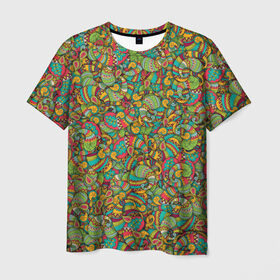 Мужская футболка 3D с принтом Узор пейсли в Петрозаводске, 100% полиэфир | прямой крой, круглый вырез горловины, длина до линии бедер | бута | восточный | индийский | капля | листья | огурцы | орнамент | паттерн