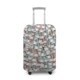Чехол для чемодана 3D с принтом Российские деньги в Петрозаводске, 86% полиэфир, 14% спандекс | двустороннее нанесение принта, прорези для ручек и колес | бабки | бабло | банк | банкнота | богатство | бумажный | купюры | куча | рубль