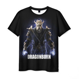 Мужская футболка 3D с принтом Dragonborn в Петрозаводске, 100% полиэфир | прямой крой, круглый вырез горловины, длина до линии бедер | game | the elder scrolls v: skyrim | драконорожденный | игра | игрок