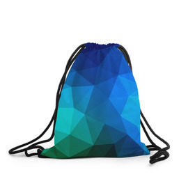Рюкзак-мешок 3D с принтом Fight Polygon в Петрозаводске, 100% полиэстер | плотность ткани — 200 г/м2, размер — 35 х 45 см; лямки — толстые шнурки, застежка на шнуровке, без карманов и подкладки | Тематика изображения на принте: зеленый | полигон | синий | треугольники