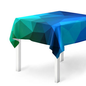 Скатерть 3D с принтом Fight Polygon в Петрозаводске, 100% полиэстер (ткань не мнется и не растягивается) | Размер: 150*150 см | зеленый | полигон | синий | треугольники