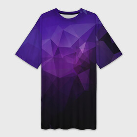 Платье-футболка 3D с принтом PolyViolet в Петрозаводске,  |  | полигон | тёмный | треугольники | фиолетовый