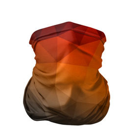 Бандана-труба 3D с принтом abstraction в Петрозаводске, 100% полиэстер, ткань с особыми свойствами — Activecool | плотность 150‒180 г/м2; хорошо тянется, но сохраняет форму | оранжевый | полигон | треугольники черный
