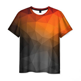 Мужская футболка 3D с принтом abstraction в Петрозаводске, 100% полиэфир | прямой крой, круглый вырез горловины, длина до линии бедер | оранжевый | полигон | треугольники черный