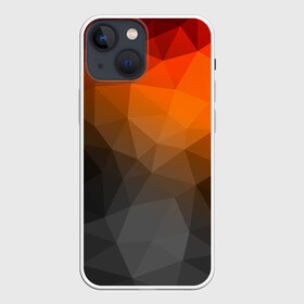 Чехол для iPhone 13 mini с принтом abstraction в Петрозаводске,  |  | Тематика изображения на принте: оранжевый | полигон | треугольники черный