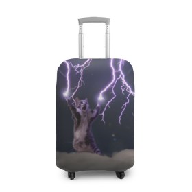 Чехол для чемодана 3D с принтом Грозовой кошак в Петрозаводске, 86% полиэфир, 14% спандекс | двустороннее нанесение принта, прорези для ручек и колес | lightning cat