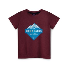 Детская футболка хлопок с принтом Горы зовут в Петрозаводске, 100% хлопок | круглый вырез горловины, полуприлегающий силуэт, длина до линии бедер | Тематика изображения на принте: альпинизм | горы | лыжи | сноуборд
