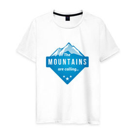 Мужская футболка хлопок с принтом Горы зовут в Петрозаводске, 100% хлопок | прямой крой, круглый вырез горловины, длина до линии бедер, слегка спущенное плечо. | альпинизм | горы | лыжи | сноуборд