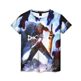 Женская футболка 3D с принтом Devil May Cry в Петрозаводске, 100% полиэфир ( синтетическое хлопкоподобное полотно) | прямой крой, круглый вырез горловины, длина до линии бедер | devil | данте | дьявол | слэшер