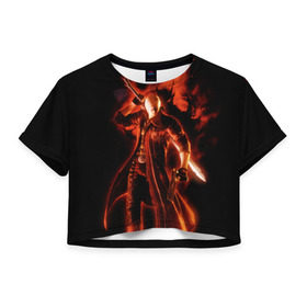 Женская футболка 3D укороченная с принтом Devil May Cry в Петрозаводске, 100% полиэстер | круглая горловина, длина футболки до линии талии, рукава с отворотами | devil | данте | дьявол | слэшер