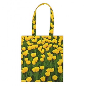 Сумка 3D повседневная с принтом Жёлтые тюльпаны в Петрозаводске, 100% полиэстер | Плотность: 200 г/м2; Размер: 34×35 см; Высота лямок: 30 см | поле | цветы | яркий