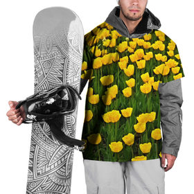 Накидка на куртку 3D с принтом Жёлтые тюльпаны в Петрозаводске, 100% полиэстер |  | Тематика изображения на принте: поле | цветы | яркий