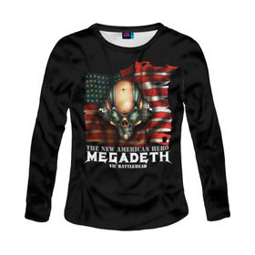 Женский лонгслив 3D с принтом Megadeth #3 в Петрозаводске, 100% полиэстер | длинные рукава, круглый вырез горловины, полуприлегающий силуэт | Тематика изображения на принте: dave | megadeth | metal | mustaine | rattlehead | rock | thrash | vic | дейв | мастейн | мегадез | мегадет | мегедес | метал | рок | треш