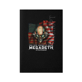 Обложка для паспорта матовая кожа с принтом Megadeth #3 в Петрозаводске, натуральная матовая кожа | размер 19,3 х 13,7 см; прозрачные пластиковые крепления | dave | megadeth | metal | mustaine | rattlehead | rock | thrash | vic | дейв | мастейн | мегадез | мегадет | мегедес | метал | рок | треш